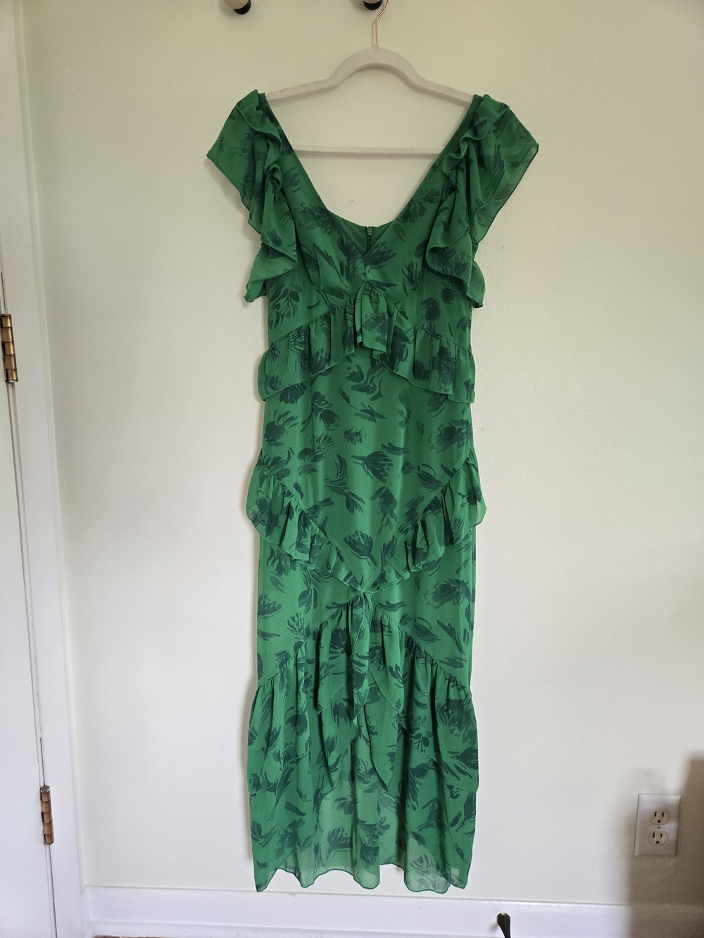 Green Floral Ruffle Midi Dress - Few Moda